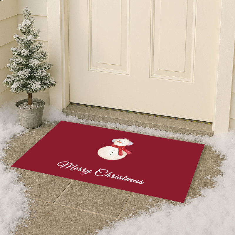 Paillasson Merry Christmas, Rouge canneberge, L 21 po x L 34 po