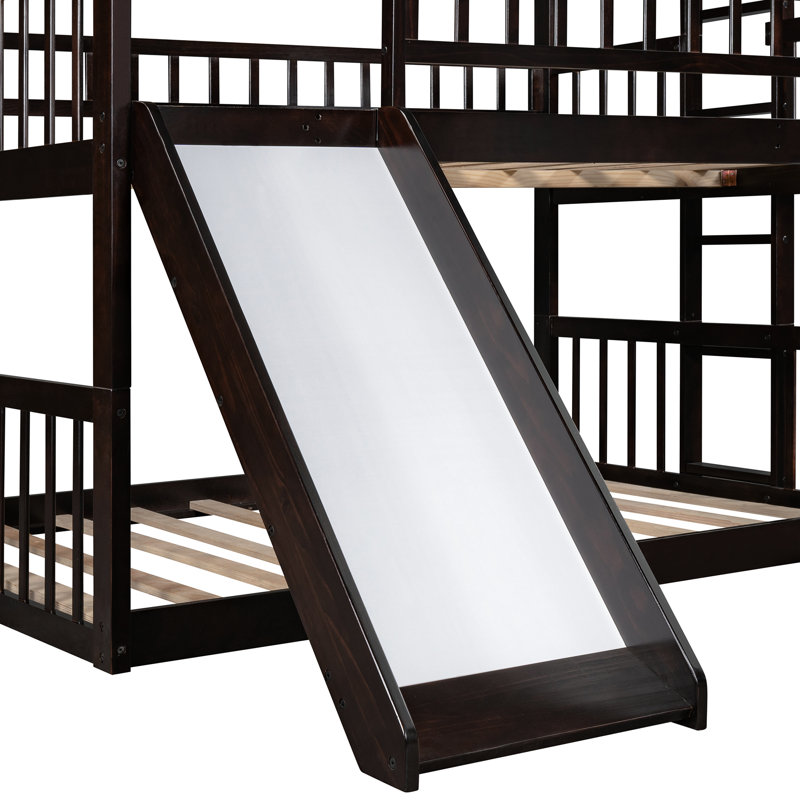 Lit double superposé double pleine grandeur, de construction, avec lit en bois de pin massif polyvalent, pour un sommeil confortable