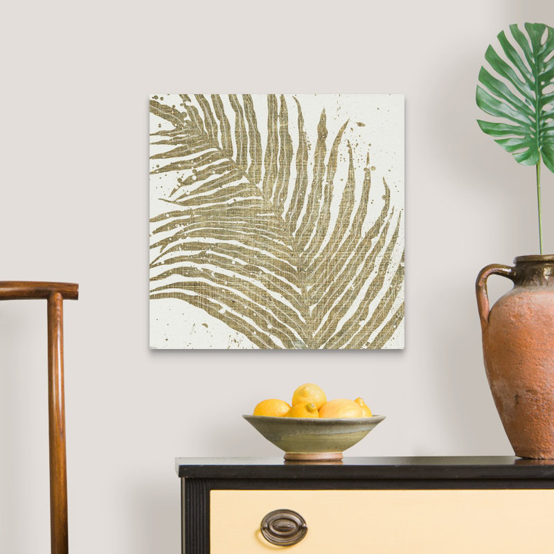 «Gold Leaves I», art mural sur toile, Toile tendue, H 20 po x l 20 po