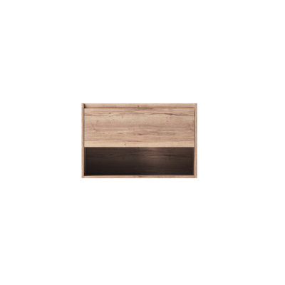 Armoire de rangement murale de 48 cm de haut pour salle de bain, en contreplaqué de couleur chêne, avec plusieurs compartiments pour articles de toilette, adaptable à différentes pièces, installation facile, style moderne, largeur 74 cm.