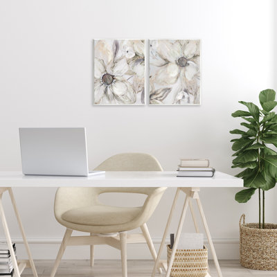 Ensemble de 2 plaques murales Sandstone Tinted Blooms, design par Carol Robinson
