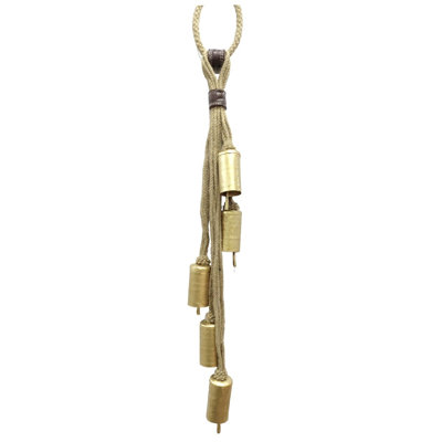 28" CLUSTER OF 5 CYLINDRICAL GOLD METAL BELL