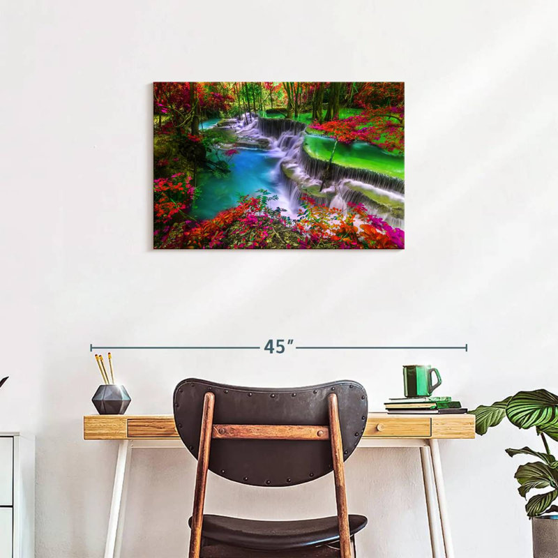 Alvord Huai Mae Khamin Waterfall Scene, 20" H x 30" W
