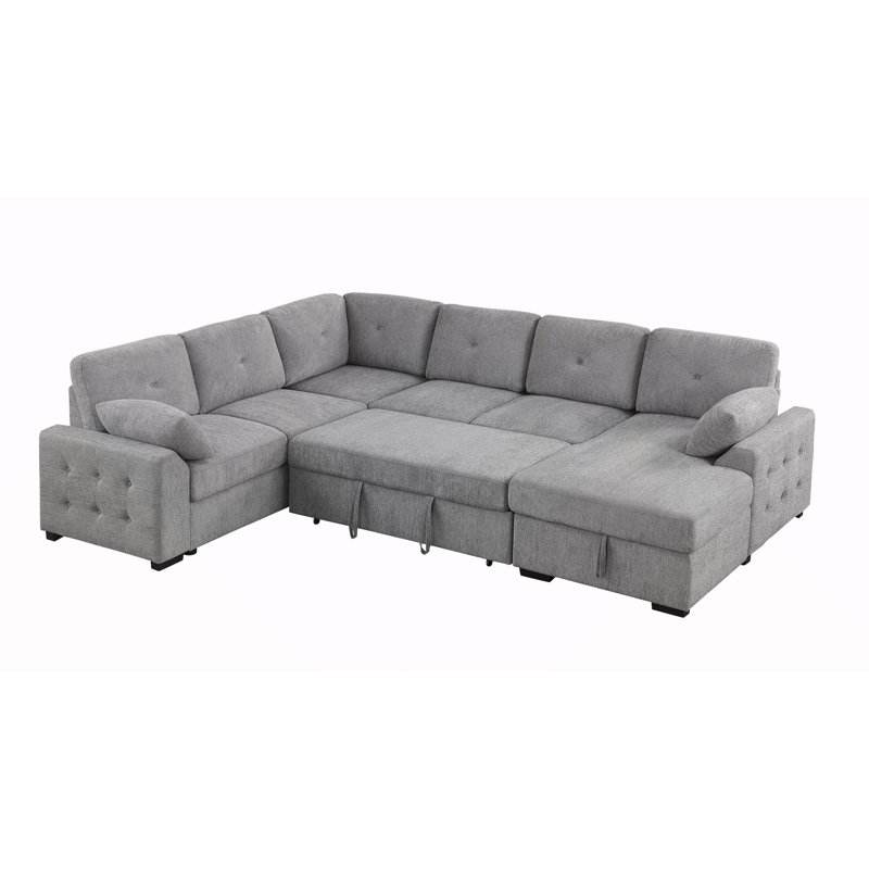Canapé modulaire en coin rembourré avec causeuse et rangement Nyhan