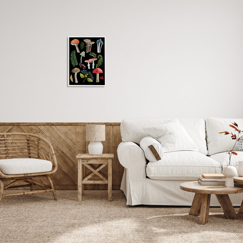 «Woodland Botanicals on Black», estampe numérique par Regina Moore, H 20 po x l 16 po x P 1,5 po