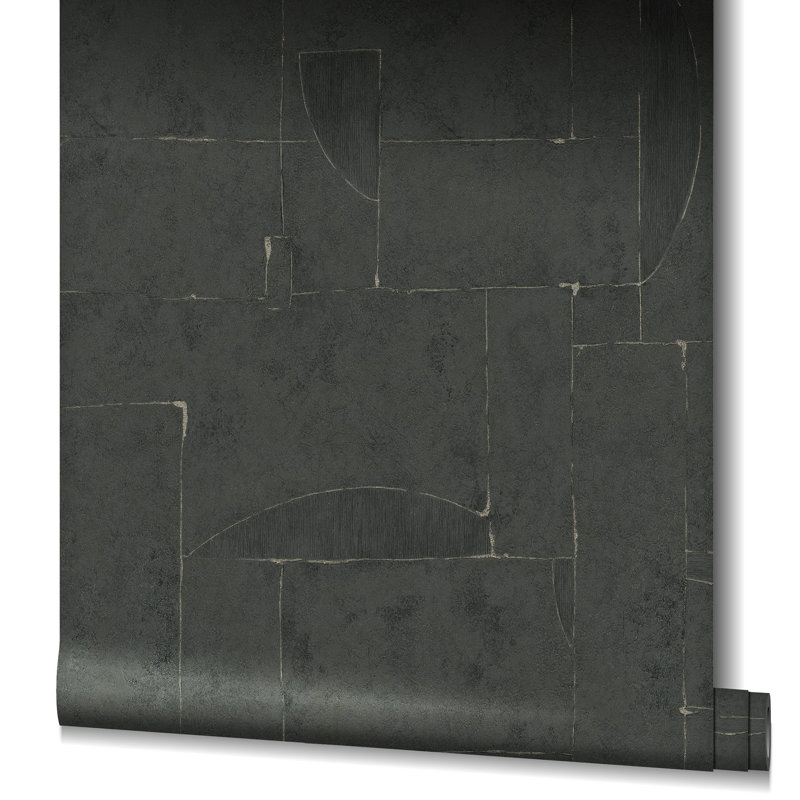 Air Collection Graphical Effect Textured Wallpaper Roll, Black