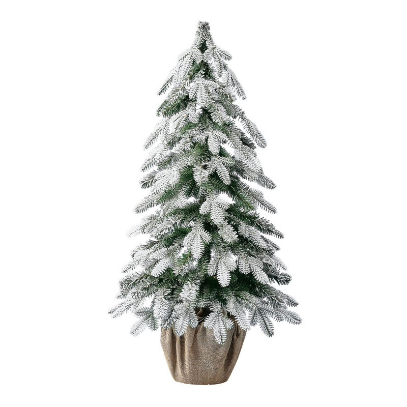 Home Heritage Entry Potted Fir 3 Ft Artificial Flocked LED Prelit Christmas Tree