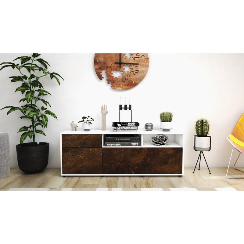 Wycoff Unfinished TV Stand for TVs up to 60", Rust / Matte White