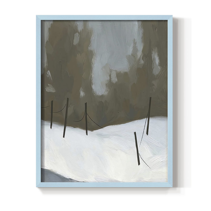 Deep Snow IV Framed Print - Solid Wood, 15" H x 12" W, Blue Framed