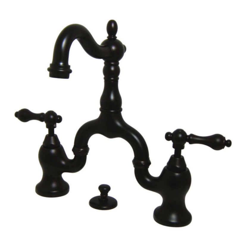 Robinet de salle de bain pont à deux poignées à fixation sur le comptoir à 3 trous Kingston, Bronze huilé