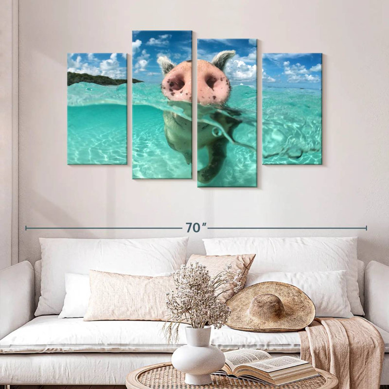 Brampt Swimming Wild Pig, 32"H x 52"W