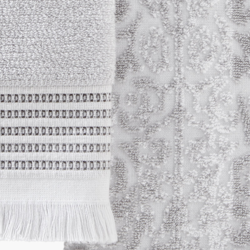 2 Piece Turkish Cotton Hand Towel Set, Gray