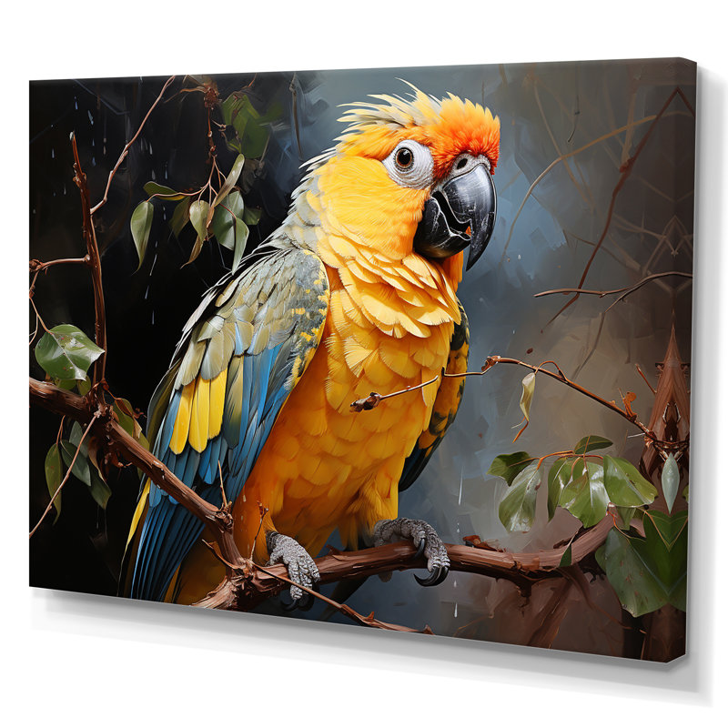 Perroquet harmonie tropicale - décoration murale perroquet, Toile tendue, H 34 po x l 44 po x P 1,5 po