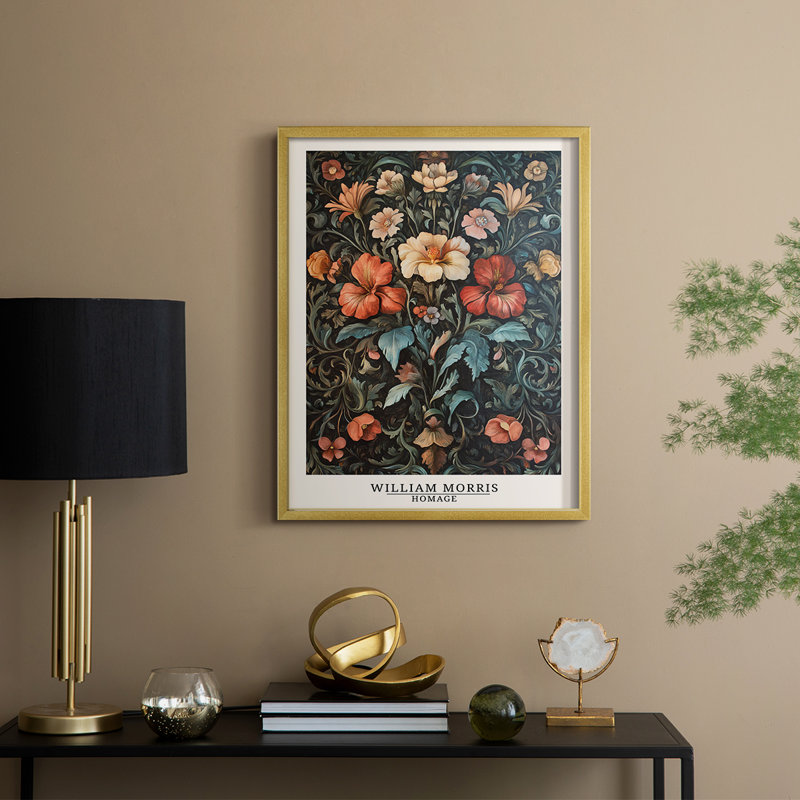 WM MORRIS Series XIII Framed Print - Solid Wood, 21" H x 17" W, Gold