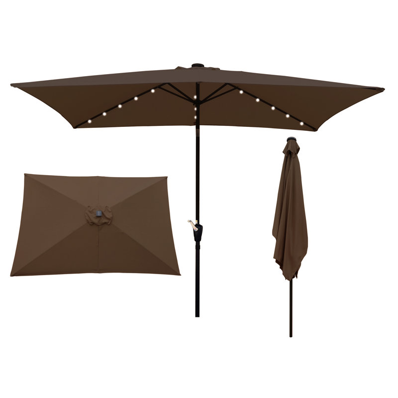 Parasol de terrasse rectangulaire avec éclairage solaire à DEL avec parasols imperméables et parasol