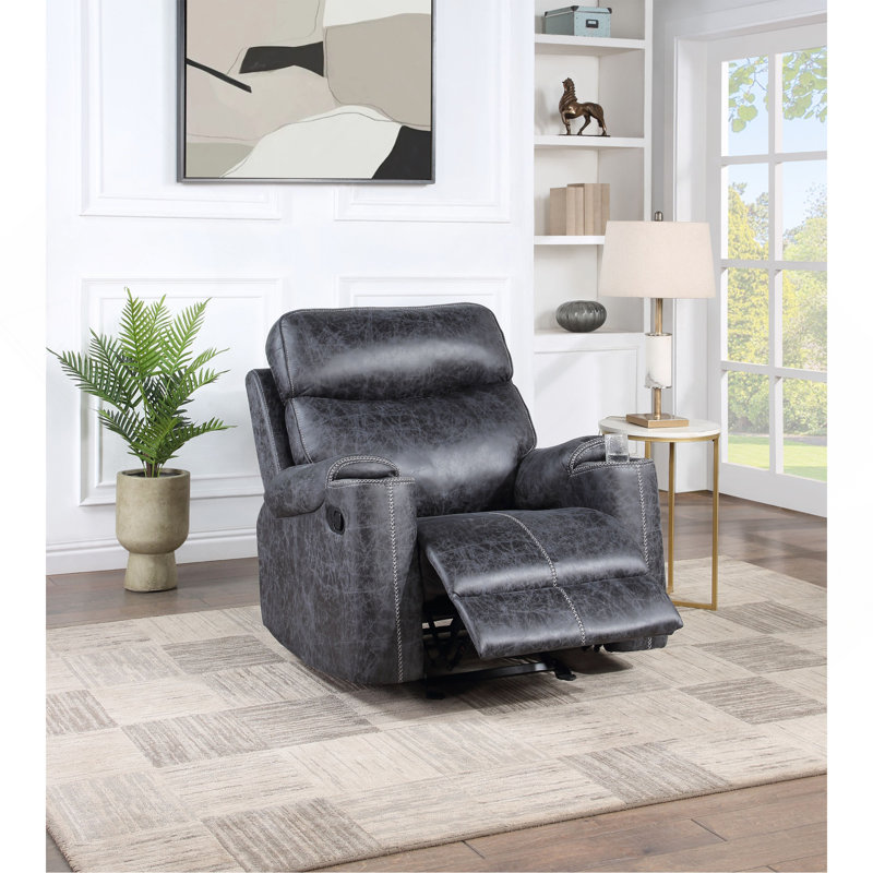 Fauteuil inclinable manuel Hori, microfibre gris foncé, porte-gobelets
