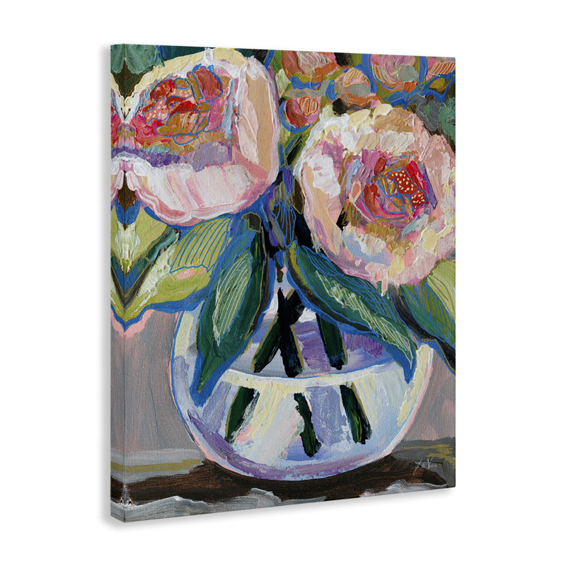  Art mural sur toile, "Gifted Pink Pivoines" par Jeanette Vertentes, H 30 po x l 24 po