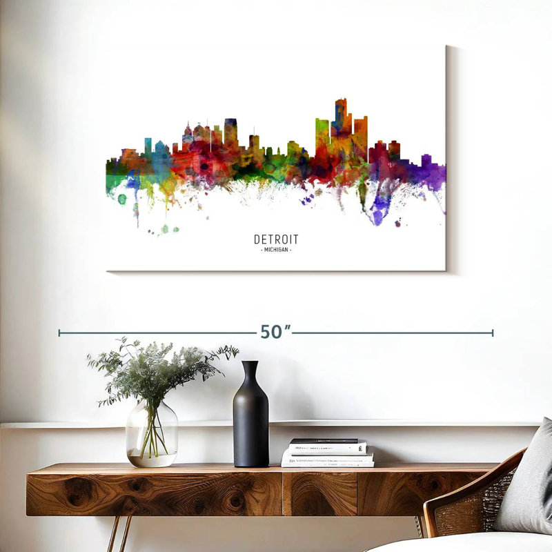 Ravi Detroit Michigan Skyline I, 26" H x 39" W