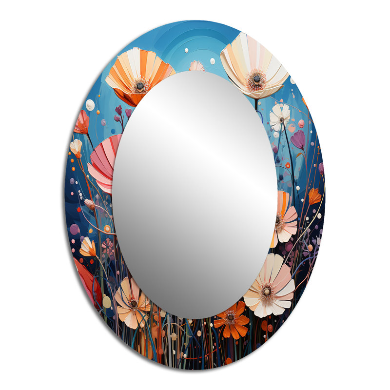 Kivett - Miroir floral en métal, 40 po x 30 po