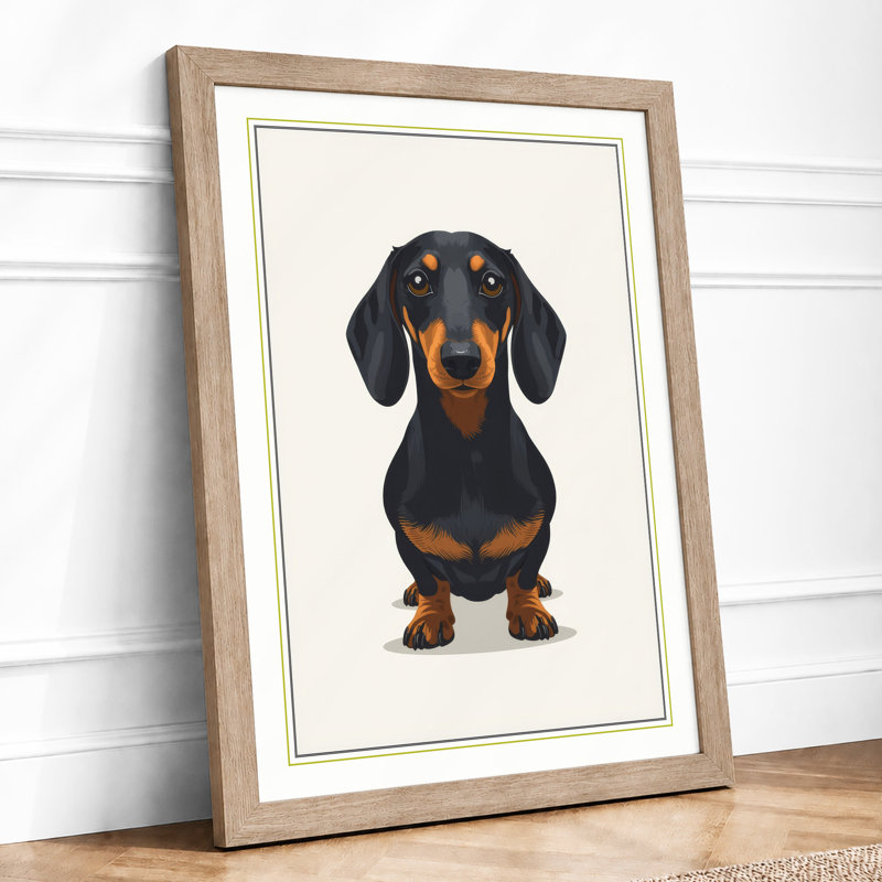 Dachshund Portrait Modern - Framed Print, Oak, A4 - 29.7 x 21.0 cm