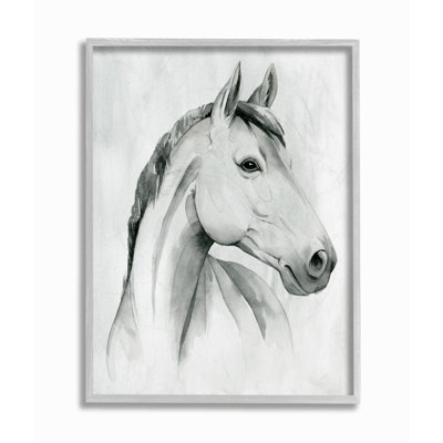 «Horse Portrait Gray Design» par Grace Popp - reproduction d'art