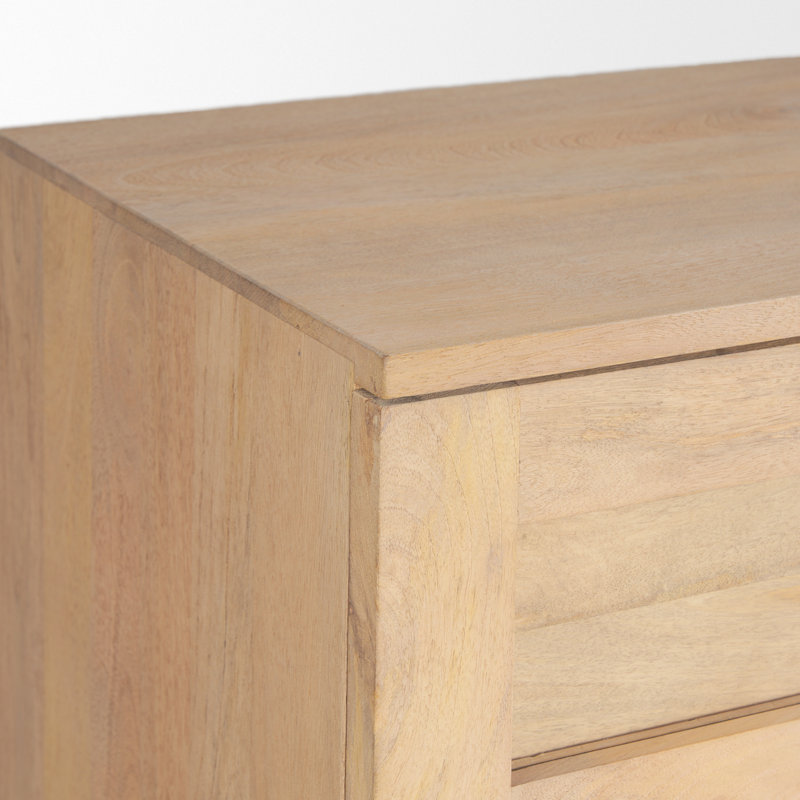 Stonewall Light Brown Wood Sideboard with Glass Doors