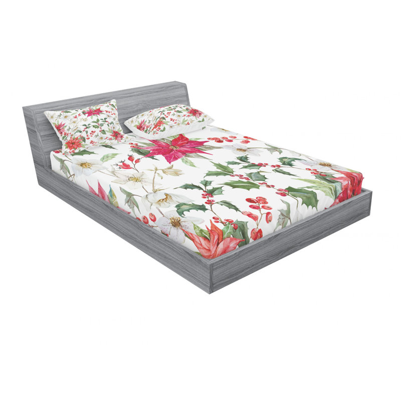Microfiber Floral Sheet Set, Queen Sheet Set with Fitted Sheet, Floral 4