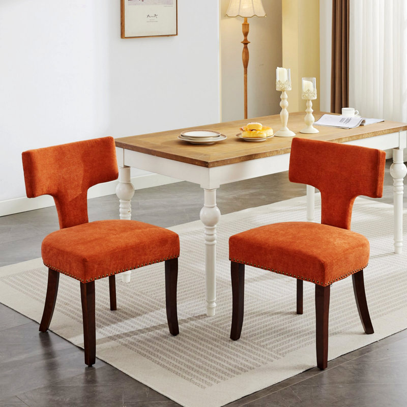 Fauteuil d'appoint, fauteuil de coiffeuse avec pieds en métal, fauteuil d'appoint pour le salon, Orange