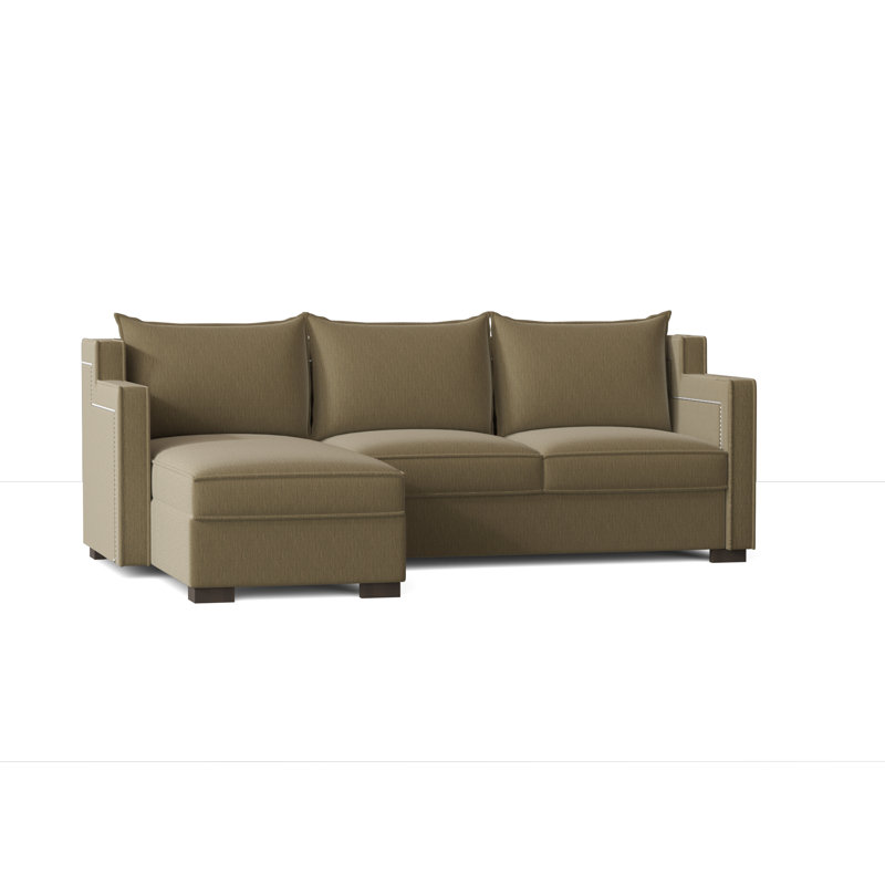 Parker Upholstered L-Shaped Sectional Left Hand Facing, Encore Sprout, Brown Mahogany