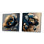 Ensemble de 2 collages carrés floraux et botaniques profonds bleu foncé et or-2028983630-2028983628