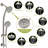 Multi Function Shower - 4.7" Rain Showerhead, 8 Hand Shower, Stainless Steel Hose, Adjustable Holder, Slide Bar, Angle Brushed Nickel Head System With Holder-127299595