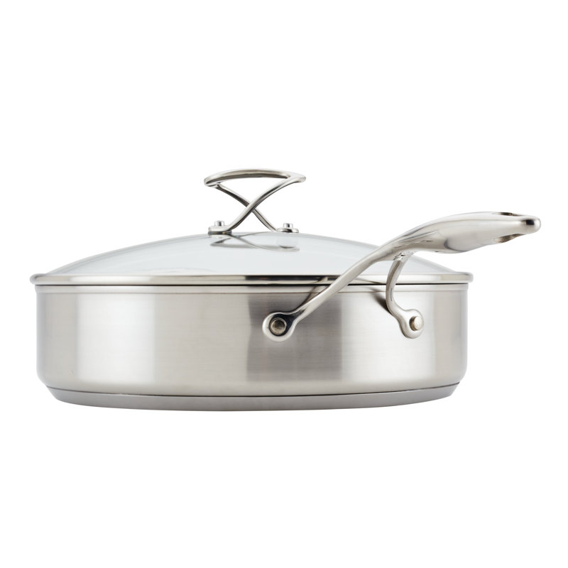 Circulon Stainless Steel Sauté Pan and SteelShield Hybrid and Nonstick Technology, 5 Quart, Silver