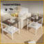 Ensemble de 2 tables basses modernes en verre trempé gris - plateau facile à nettoyer, rangement en bois aggloméré et amp; Capacité de 110 lb pour le salon-663774697-663774691