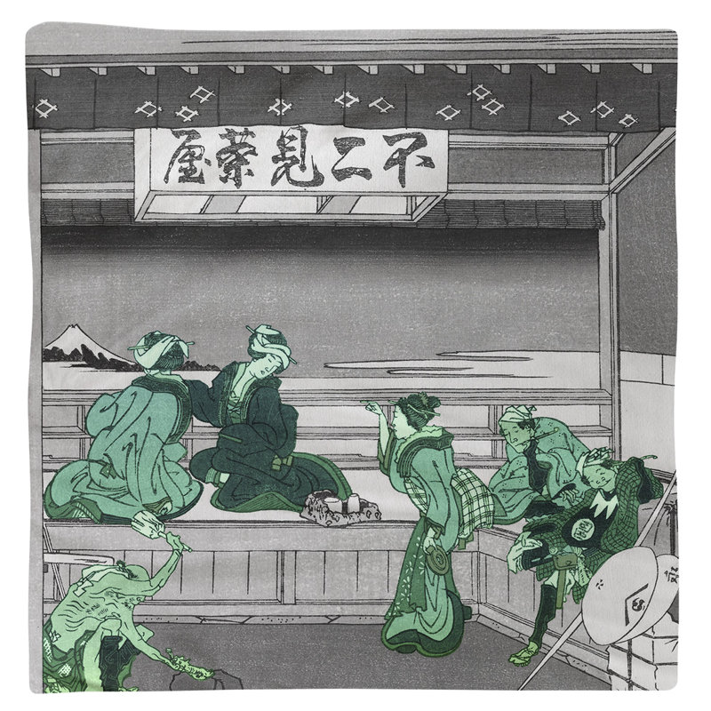 Serviette Katsushika Hokusai Yoshida at Tokaido, Vert