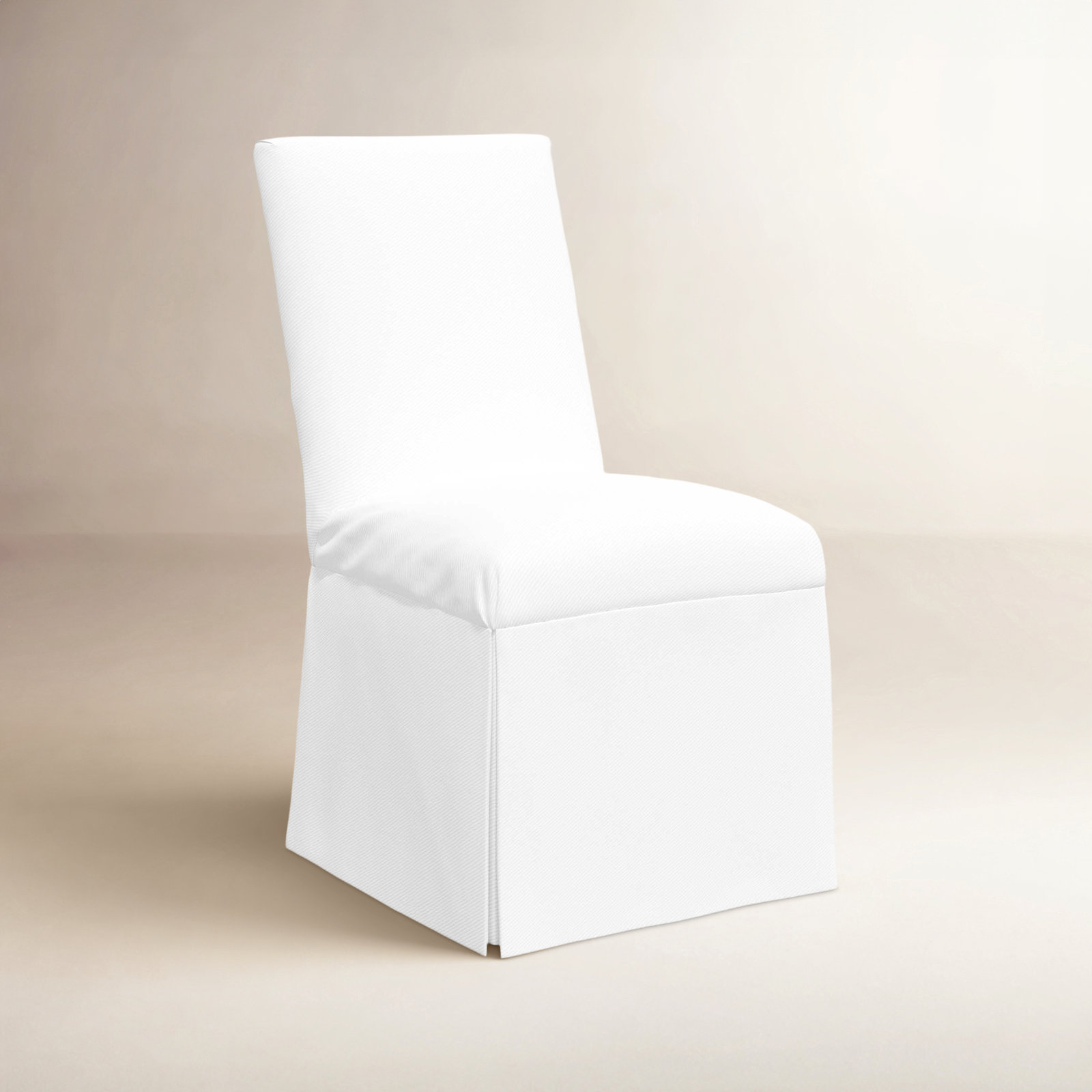 Silvia Side Chair, White Performance Twill