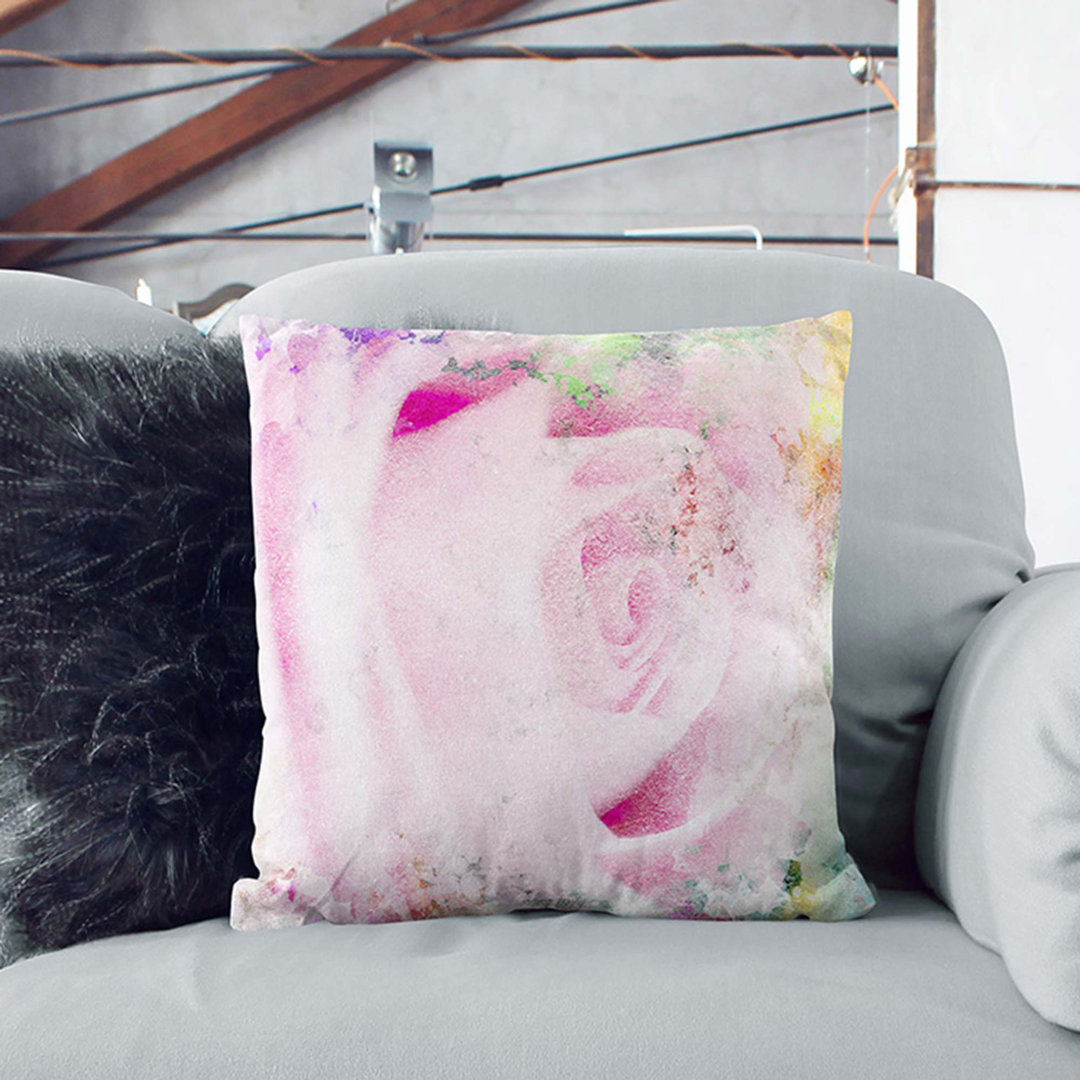 A Sole Rose in Abstract Cushion with Filling
