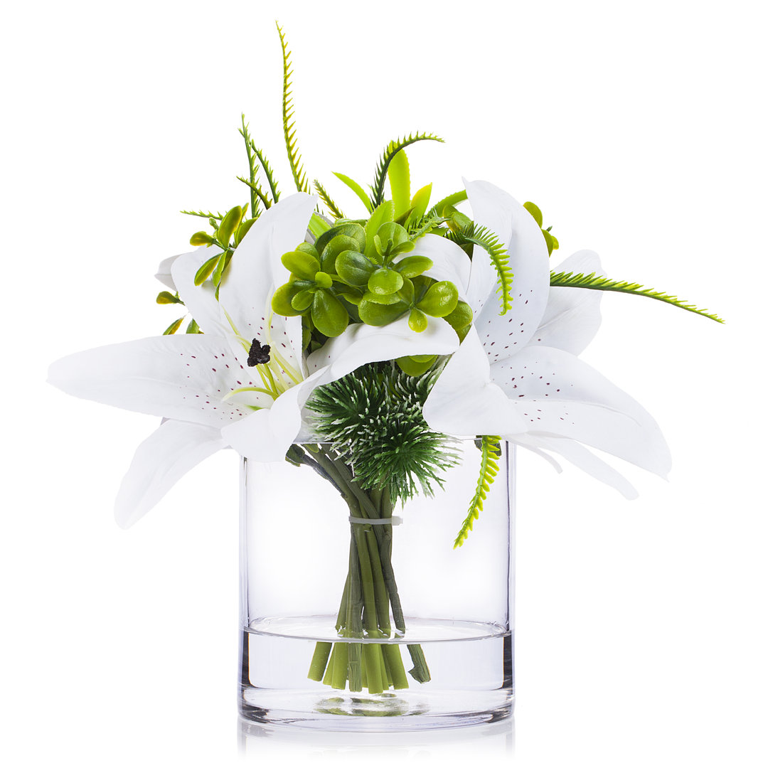 Lilies Floral Arrangements and Centerpieces in Vase Primrue Flowers/Leaves 