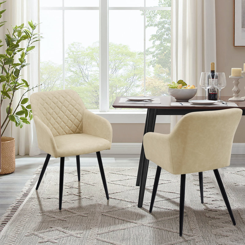 49cm H Upholstered Metal Armchair, Beige