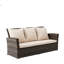 Canapé de patio 3 places tout temps de 172 cm avec coussins beiges, structure en fer noir, idéal pour se détendre au soleil, structure antirouille, coussins épais et parfait pour les jardins, les cours et les patios - Design confortable avec dossier haut, imperméable.