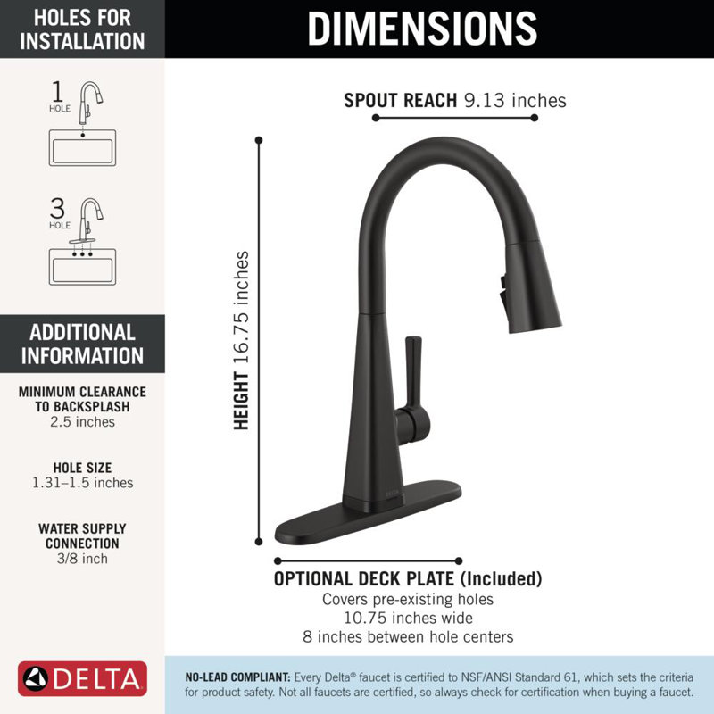 Lenta Matte Black Touch Kitchen Faucet with Pull Down Sprayer, Modern Single Hole Touch On Kitchen Sink Faucet, Single Handle, Matte Black