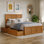 Lit plateforme en bois massif Madison avec pied de lit et tiroirs de rangement assortis 