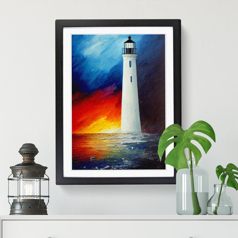 Painted Lighthouse Vol.4 - Picture Frame Print, Black, 64cm H x 46cm W x 2cm D