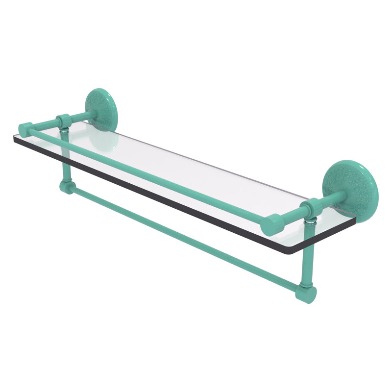 Tablette en verre avec barre à serviettes Inch Gallery, H 5 po x l 22 po x P 5 po, Vert écume de mer