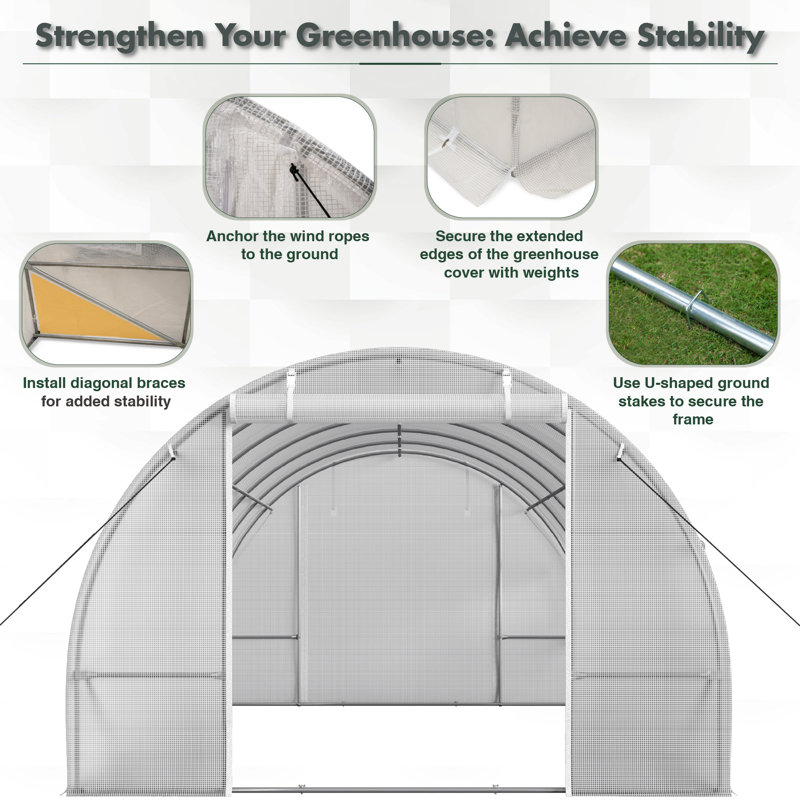 10' W x 20' D Hobby Greenhouse, White