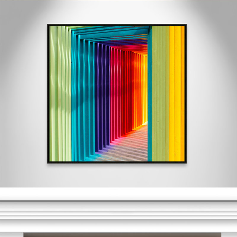«Colorful Passage I» par Robert Katzki, Cadre flottant espresso, H 41,5 po x l 41,5 po x P 2 po