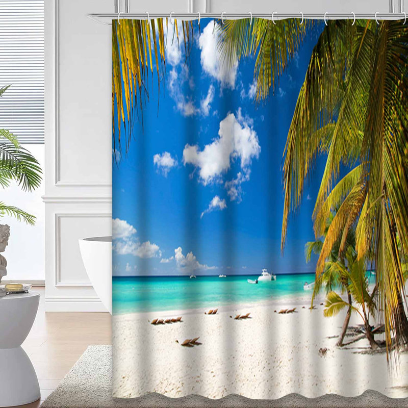 Plage, palmiers, île paradisiaque, Hawaï, Mexique, paysage, palmier, 12 crochets, L 72 po x l 78 po