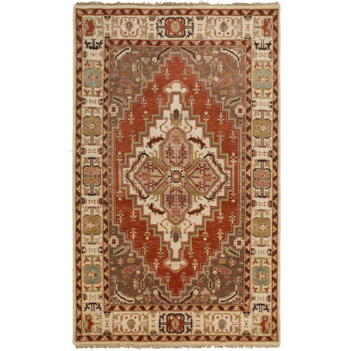Zeus Wool Oriental Area Rug in Gray/Beige/Medium Gray, Rectangle 5'6" x 8'6"