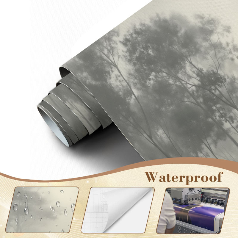 Papiers peints modernes adhésifs Misty Forest Tall Trees, L 96 po x l 69 po