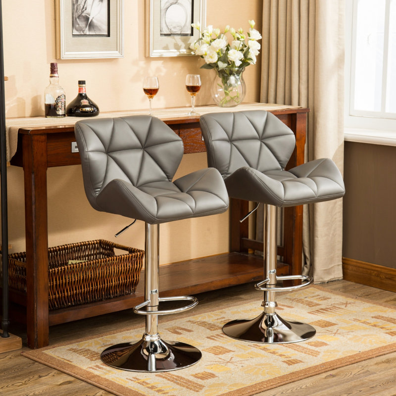 Diljana Swivel Upholstered Counter Stool with Metal Frame, Gray