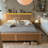 Fluted Panel Platform Bed with LED Headboard, Storage Drawers & USB Charging,No Box Spring Needed,Queen/Oak-453278634-453278639